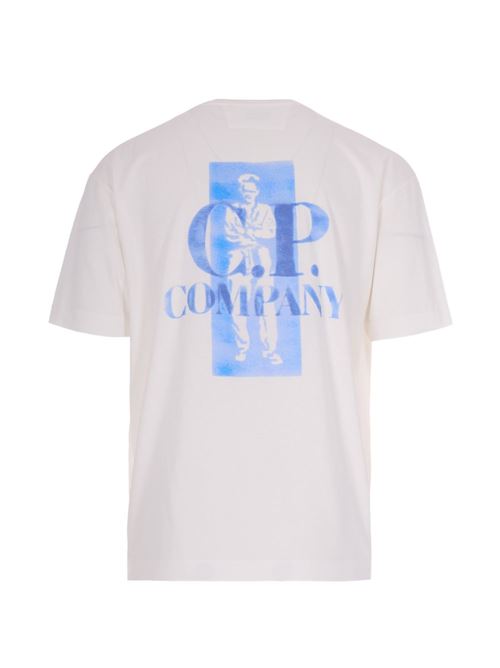 T-shirt uomo mezza manica bianca con logo CP COMPANY | 20CMTS143A110579W103
